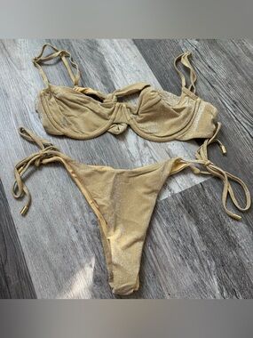 Monday swimwear yellow glitter bikini set